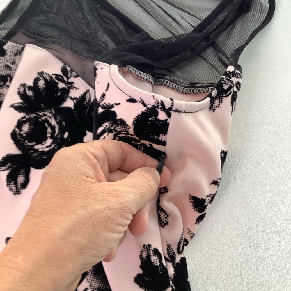Trixxi Pink Dress Black Floral Print M - Picture 3 of 8